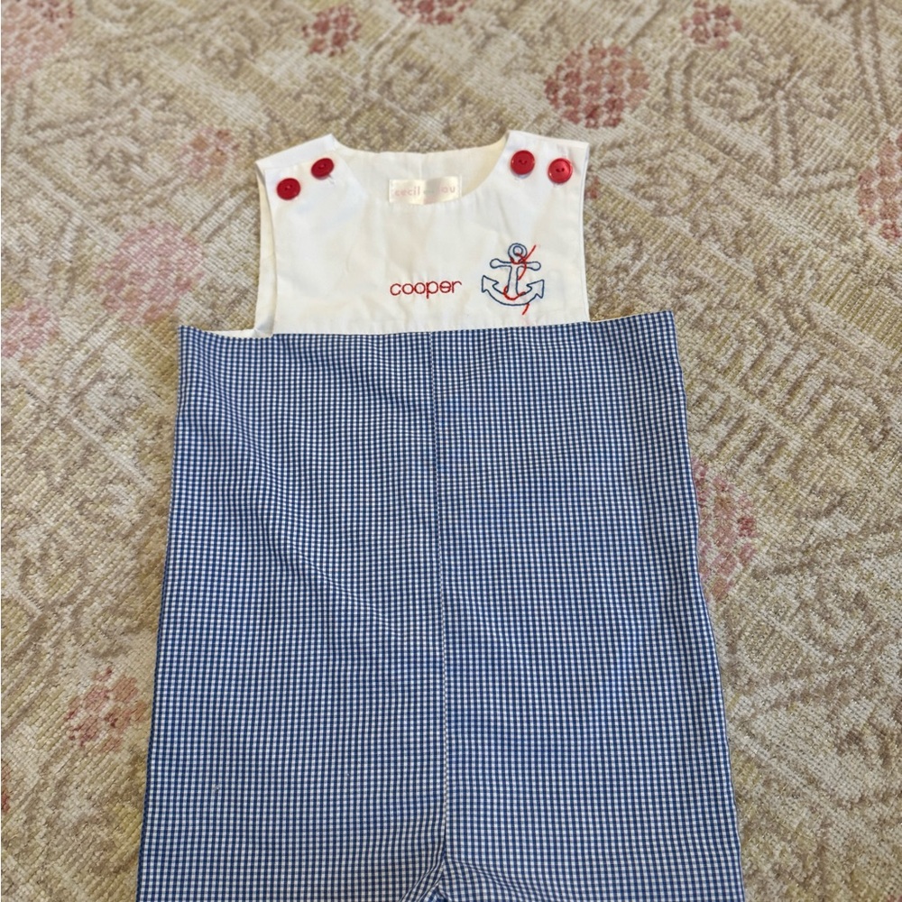 Nautical Blue and White Checkered Overalls
